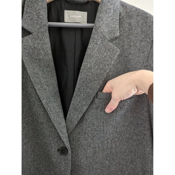Everlane The Italian Wool Oversized Blazer Grey Herringbone - Picture 4 of 9